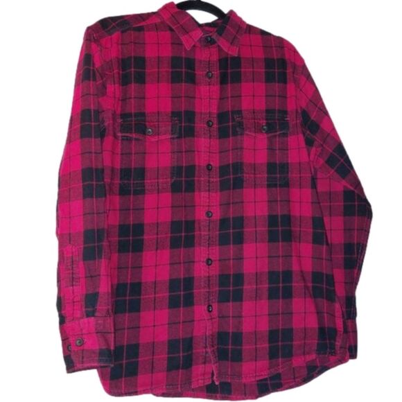 Sonoma Men's Cotton Flannel Shirt Red/Black Size M. VINTAGE - Picture 3 of 8